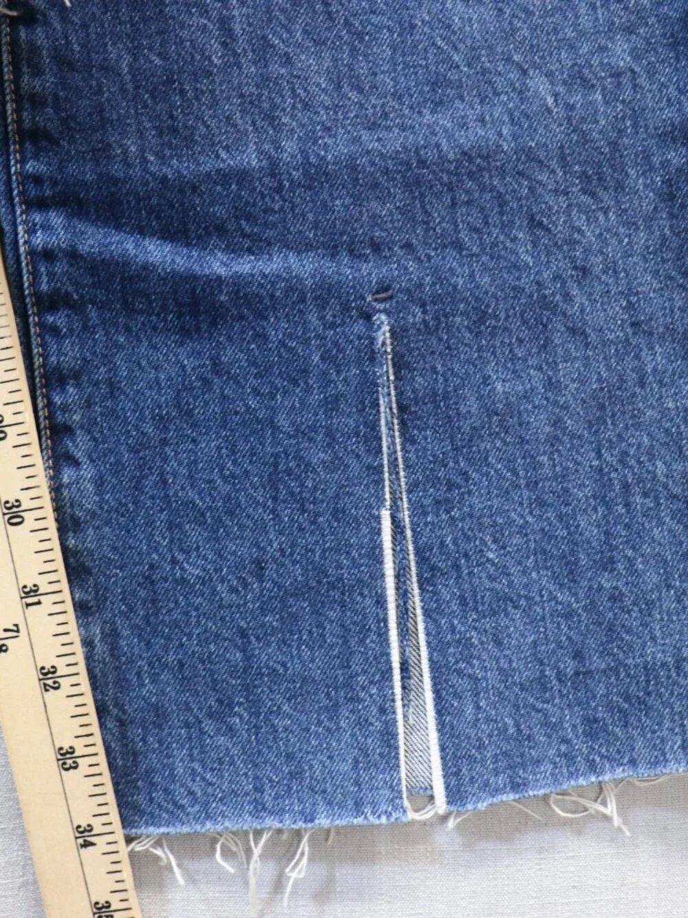 NWT Veronica Beard Keane High Rise Long Straight Leg Jeans Blue 32 Front Slit